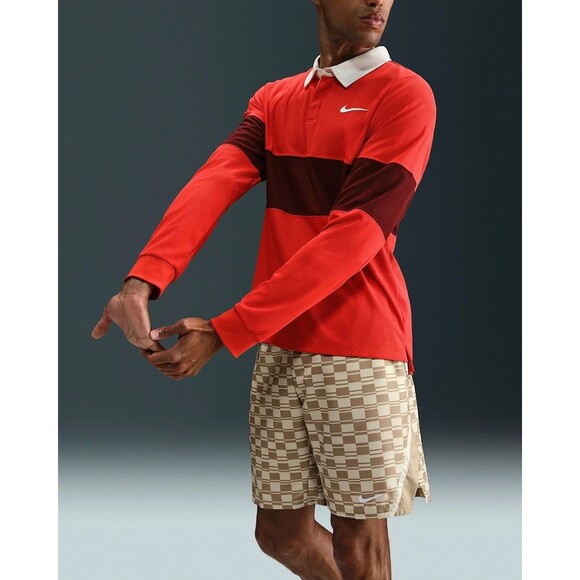 Nike Slam Dri-Fit ADV Long Sleeve Polo Tennis Shirt IB8141-696 Red Men's Large - Picture 4 of 11